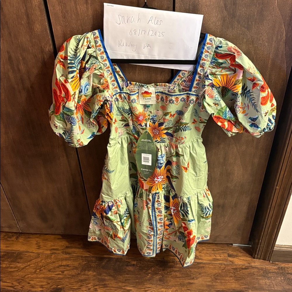 FARM Rio Floral Mini Dress - Green and Red